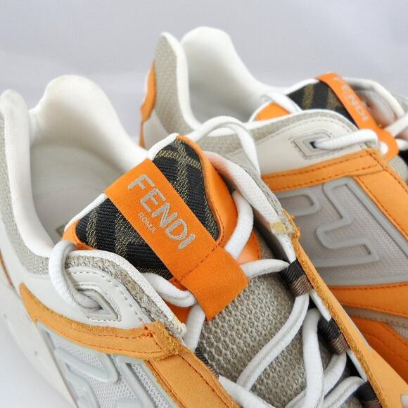 NIB$1350 FENDI FF-logo Textile Leather Runner Low-Top Chunky Sneakers 12, US 13 main image 4